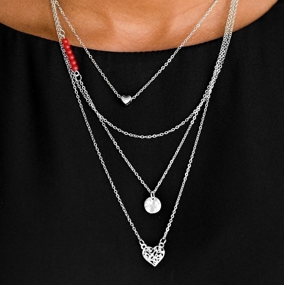 Red Gypsy Heart Necklace Set